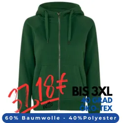 ARBEITS-HOODIE / ARBEITSPULLOVER DAMEN | CORE 639 von ID / Farbe: flaschengrün / 60% BAUMWOLLE 40% POLYESTER