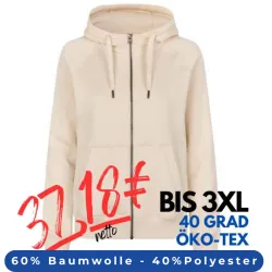 ARBEITS-HOODIE / ARBEITSPULLOVER DAMEN | CORE 639 von ID / Farbe: off-white / 60% BAUMWOLLE 40% POLYESTER
