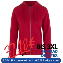 ARBEITS-HOODIE / ARBEITSPULLOVER DAMEN | CORE 639 von ID / Farbe: rot / 60% BAUMWOLLE 40% POLYESTER