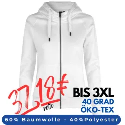 ARBEITS-HOODIE / ARBEITSPULLOVER DAMEN | CORE 639 von ID / Farbe: weiß / 60% BAUMWOLLE 40% POLYESTER