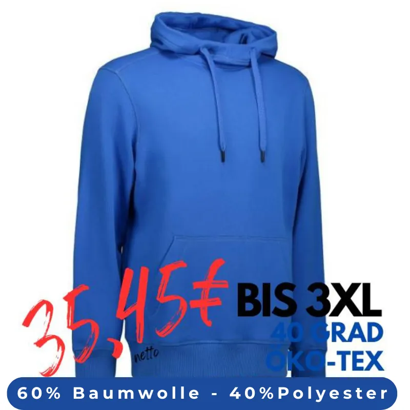 ARBEITS-HOODIE / ARBEITSPULLOVER HERREN | CORE 636 von ID / Farbe: azur / 60% BAUMWOLLE 40% POLYESTER | MEIN-KASACK.de - KASACK - KASACKS