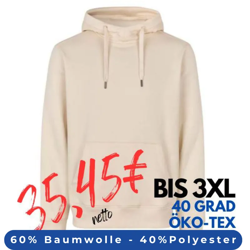 ARBEITS-HOODIE / ARBEITSPULLOVER HERREN | CORE 636 von ID / Farbe: off-white / 60% BAUMWOLLE 40% POLYESTER | MEIN-KASACK.de - KASACK - KASACKS