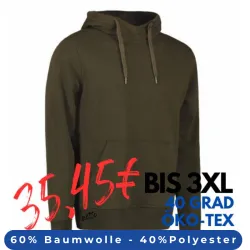 ARBEITS-HOODIE / ARBEITSPULLOVER HERREN | CORE 636 von ID / Farbe: oliv / 60% BAUMWOLLE 40% POLYESTER