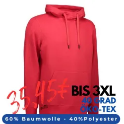 ARBEITS-HOODIE / ARBEITSPULLOVER HERREN | CORE 636 von ID / Farbe: rot / 60% BAUMWOLLE 40% POLYESTER