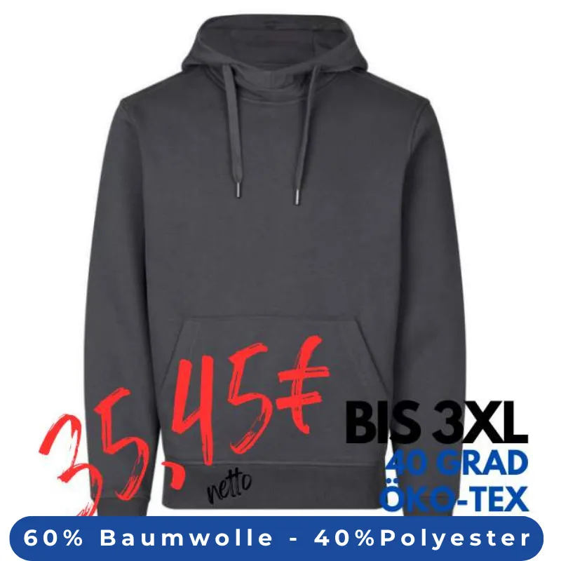ARBEITS-HOODIE / ARBEITSPULLOVER HERREN | CORE 636 von ID / Farbe: silber grau / 60% BAUMWOLLE 40% POLYESTER | MEIN-KASACK.de - KASACK - KASACKS