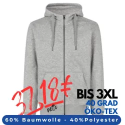 ARBEITS-HOODIE / ARBEITSPULLOVER HERREN | CORE 638 von ID / Farbe: grau meliert / 60% BAUMWOLLE 40% POLYESTER