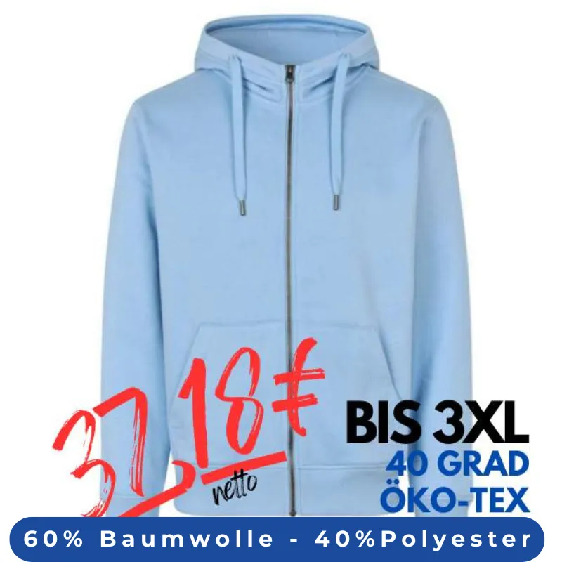 ARBEITS-HOODIE / ARBEITSPULLOVER HERREN | CORE 638 von ID / Farbe: hellblau / 60% BAUMWOLLE 40% POLYESTER | MEIN-KASACK.de - KASACK - KASACKS