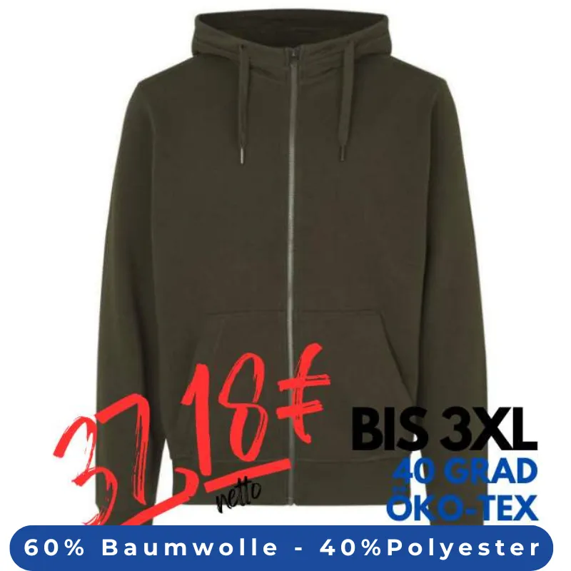 ARBEITS-HOODIE / ARBEITSPULLOVER HERREN | CORE 638 von ID / Farbe: oliv / 60% BAUMWOLLE 40% POLYESTER | MEIN-KASACK.de - KASACK - KASACKS