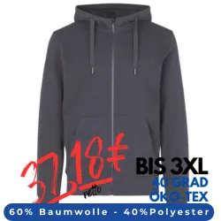 ARBEITS-HOODIE / ARBEITSPULLOVER HERREN | CORE 638 von ID / Farbe: silver grey / 60% BAUMWOLLE 40% POLYESTER