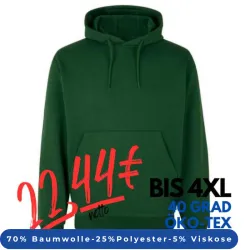 ARBEITS-HOODIE / ARBEITSPULLOVER UNISEX - DAMEN - HERREN | CORE 660 von ID / Farbe: flaschengrün / 70% BW 25% PES 5% VIS