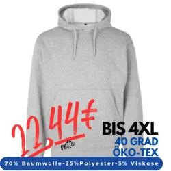 ARBEITS-HOODIE / ARBEITSPULLOVER UNISEX - DAMEN - HERREN | CORE 660 von ID / Farbe: grau meliert / 70% BW 25% PES 5% VIS