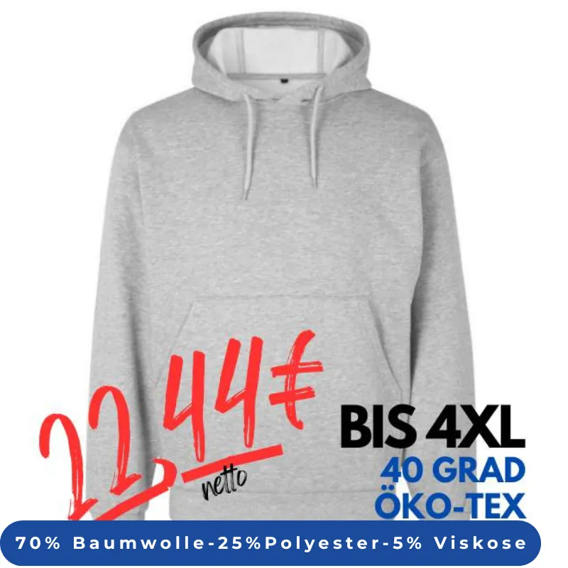 ARBEITS-HOODIE / ARBEITSPULLOVER UNISEX - DAMEN - HERREN | CORE 660 von ID / Farbe: grau meliert | MEIN-KASACK.de - KASACK - KASACKS