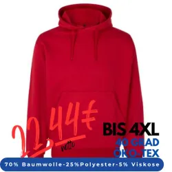 ARBEITS-HOODIE / ARBEITSPULLOVER UNISEX - DAMEN - HERREN | CORE 660 von ID / Farbe: rot / 70% BW 25% PES 5% VIS