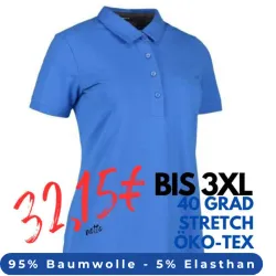 ARBEITS-POLO-SHIRT DAMEN | Business Stretch 535 von ID / Farbe: azur / 95% BAUMWOLLE 5% ELASTANE