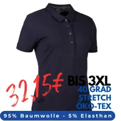 ARBEITS-POLO-SHIRT DAMEN | Business Stretch 535 von ID / Farbe: navy / 95% BAUMWOLLE 5% ELASTANE