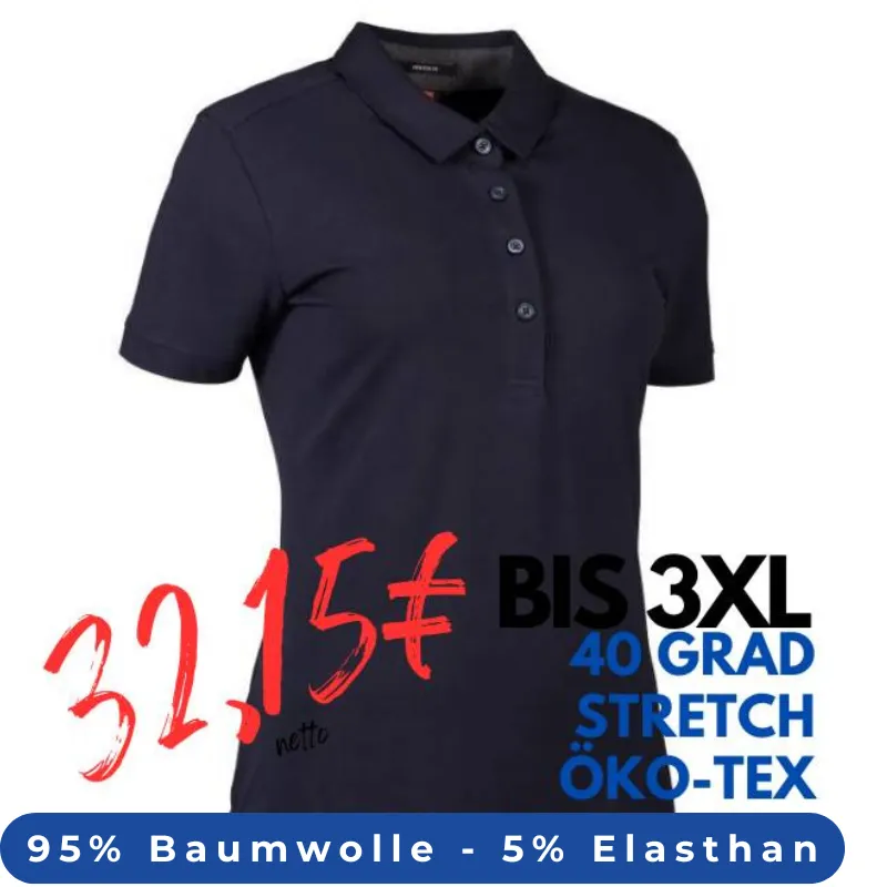 ARBEITS-POLO-SHIRT DAMEN | Business Stretch 535 von ID / Farbe: navy / 95% BAUMWOLLE 5% ELASTANE | MEIN-KASACK.de - KASACK - KASACKS