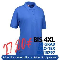 ARBEITS-POLO-SHIRT DAMEN | PRO Wear 321 von ID / Farbe: azur / 50% BAUMWOLLE 50% POLYESTER