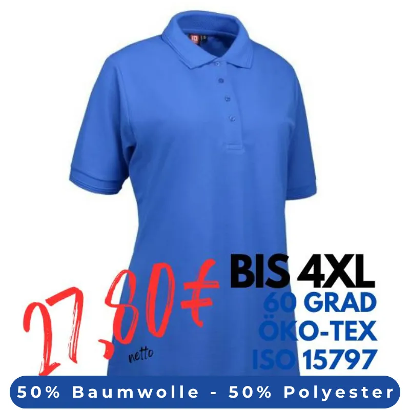 ARBEITS-POLO-SHIRT DAMEN | PRO Wear 321 von ID / Farbe: azur / 50% BAUMWOLLE 50% POLYESTER | MEIN-KASACK.de - KASACK - KASACKS
