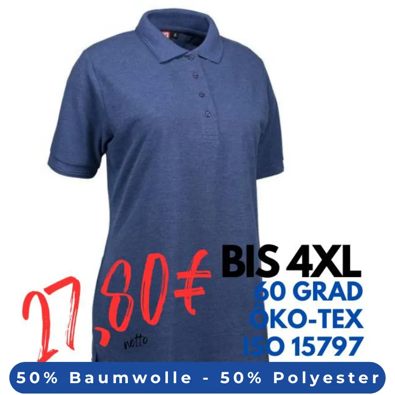 ARBEITS-POLO-SHIRT DAMEN | PRO Wear 321 von ID / Farbe: blau / 50% BAUMWOLLE 50% POLYESTER | MEIN-KASACK.de - KASACK - KASACKS