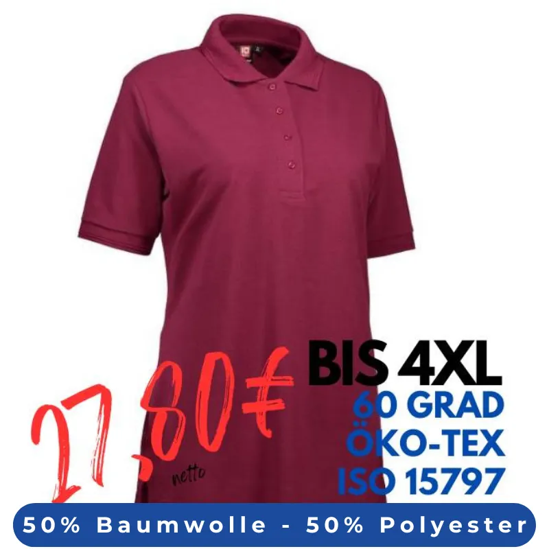 ARBEITS-POLO-SHIRT DAMEN | PRO Wear 321 von ID / Farbe: bordeaux / 50% BAUMWOLLE 50% POLYESTER | MEIN-KASACK.de - KASACK - KASACKS