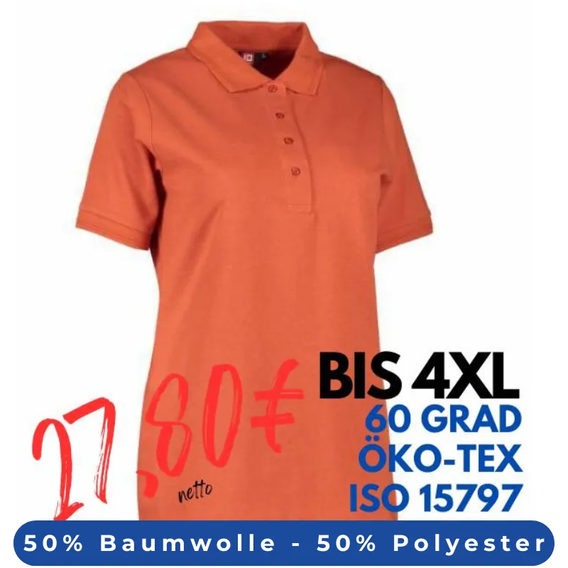 ARBEITS-POLO-SHIRT DAMEN | PRO Wear 321 von ID / Farbe: coral / 50% BAUMWOLLE 50% POLYESTER | MEIN-KASACK.de - KASACK - KASACKS