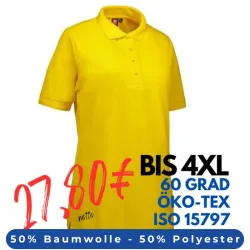 ARBEITS-POLO-SHIRT DAMEN | PRO Wear 321 von ID / Farbe: gelb / 50% BAUMWOLLE 50% POLYESTER