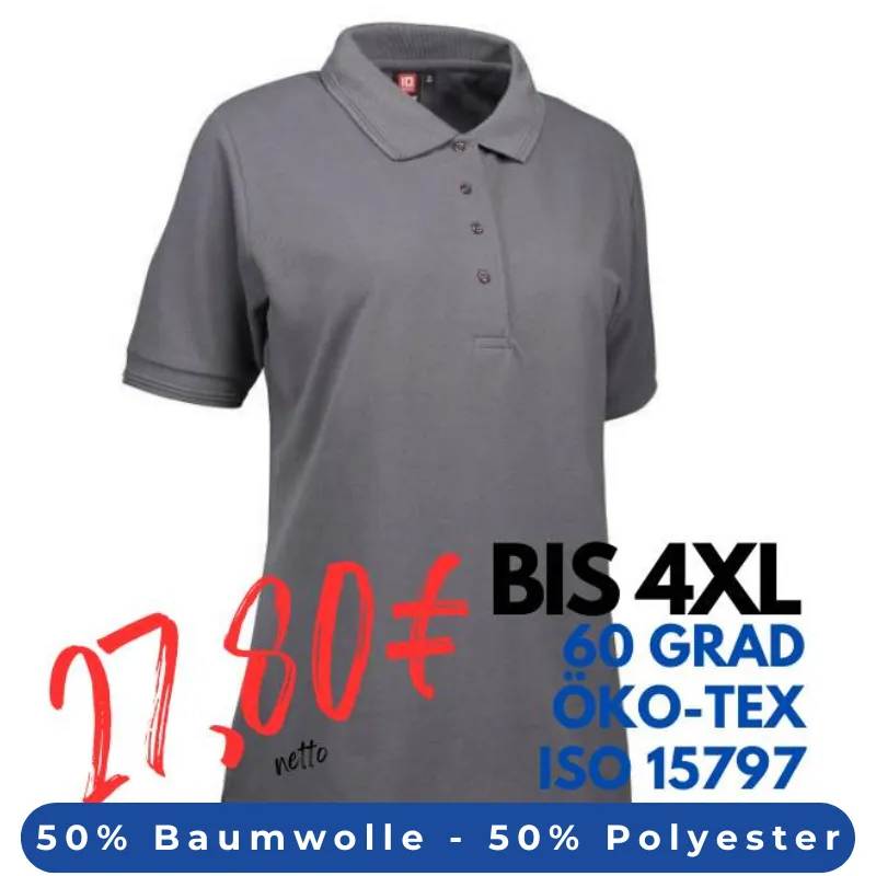 ARBEITS-POLO-SHIRT DAMEN | PRO Wear 321 von ID / Farbe: grau / 50% BAUMWOLLE 50% POLYESTER | MEIN-KASACK.de - KASACK - KASACKS