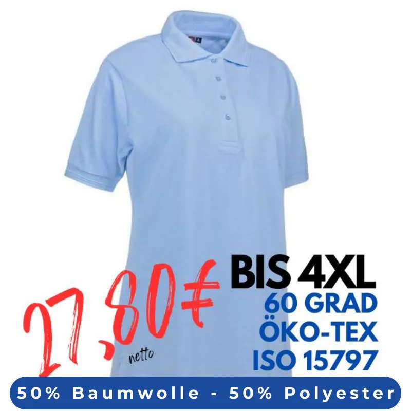 ARBEITS-POLO-SHIRT DAMEN | PRO Wear 321 von ID / Farbe: hellblau / 50% BAUMWOLLE 50% POLYESTER | MEIN-KASACK.de - KASACK - KASACKS