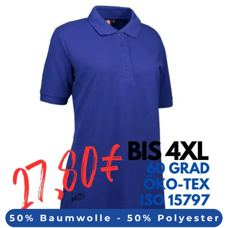 ARBEITS-POLO-SHIRT DAMEN | PRO Wear 321 von ID / Farbe: königsblau / 50% BAUMWOLLE 50% POLYESTER | MEIN-KASACK.de - KASACK - KASACKS