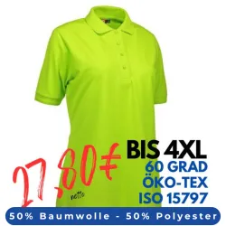 ARBEITS-POLO-SHIRT DAMEN | PRO Wear 321 von ID / Farbe: lime / 50% BAUMWOLLE 50% POLYESTER
