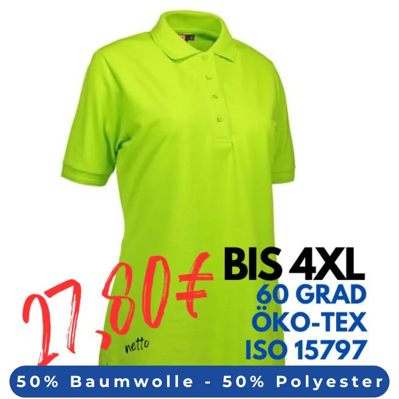ARBEITS-POLO-SHIRT DAMEN | PRO Wear 321 von ID / Farbe: lime / 50% BAUMWOLLE 50% POLYESTER | MEIN-KASACK.de - KASACK - KASACKS