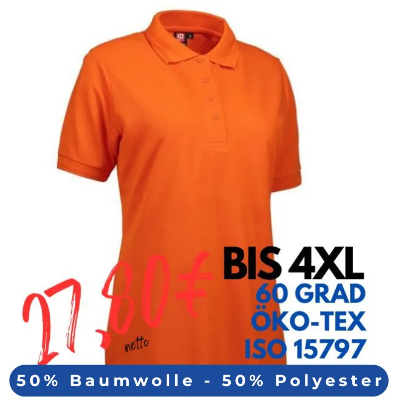 ARBEITS-POLO-SHIRT DAMEN | PRO Wear 321 von ID / Farbe: orange / 50% BAUMWOLLE 50% POLYESTER | MEIN-KASACK.de - KASACK - KASACKS