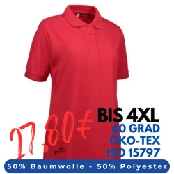 ARBEITS-POLO-SHIRT DAMEN | PRO Wear 321 von ID / Farbe: rot / 50% BAUMWOLLE 50% POLYESTER