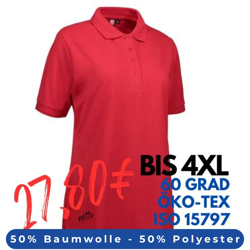 ARBEITS-POLO-SHIRT DAMEN | PRO Wear 321 von ID / Farbe: rot / 50% BAUMWOLLE 50% POLYESTER | MEIN-KASACK.de - KASACK - KASACKS