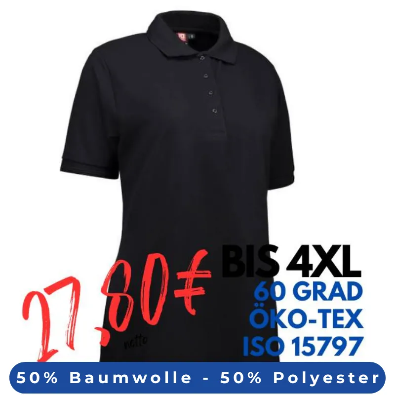 ARBEITS-POLO-SHIRT DAMEN | PRO Wear 321 von ID / Farbe: schwarz / 50% BAUMWOLLE 50% POLYESTER | MEIN-KASACK.de - KASACK - KASACKS