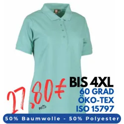ARBEITS-POLO-SHIRT DAMEN | PRO Wear 321 von ID / Farbe: stovet aqua / 50% BAUMWOLLE 50% POLYESTER