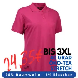ARBEITS-POLO-SHIRT DAMEN | STRETCH 527 von ID / Farbe: cerise / 95% BAUMWOLLE 5% ELASTHAN