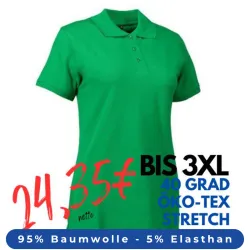 ARBEITS-POLO-SHIRT DAMEN | STRETCH 527 von ID / Farbe: grün / 95% BAUMWOLLE 5% ELASTHAN