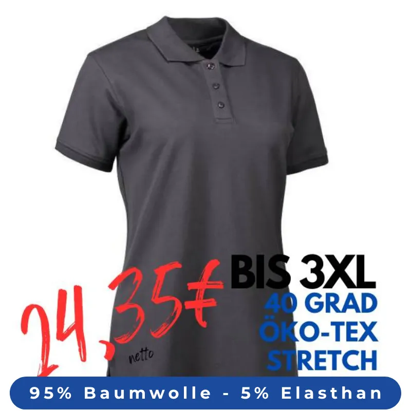 ARBEITS-POLO-SHIRT DAMEN | STRETCH 527 von ID / Farbe: koks / 95% BAUMWOLLE 5% ELASTHAN | MEIN-KASACK.de - KASACK - KASACKS