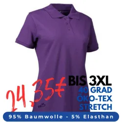 Stretch Damen Poloshirt | 527 von ID / Farbe: lila / 95% BAUMWOLLE 5% ELASTHAN