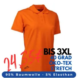 ARBEITS-POLO-SHIRT DAMEN | STRETCH 527 von ID / Farbe: orange  / 95% BAUMWOLLE 5% ELASTHAN