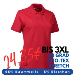 ARBEITS-POLO-SHIRT DAMEN | STRETCH 527 von ID / Farbe: rot / 95% BAUMWOLLE 5% ELASTHAN