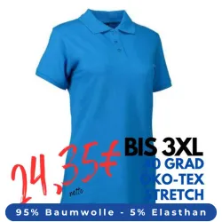 ARBEITS-POLO-SHIRT DAMEN | STRETCH 527 von ID / Farbe: türkis / 95% BAUMWOLLE 5% ELASTHAN