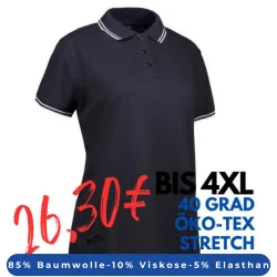 ARBEITS-POLO-SHIRT DAMEN | Stretch Kontrast 523 von ID / Farbe: navy  / 85% BAUMWOLLE 10% VISKOSE 5% ELASTHAN