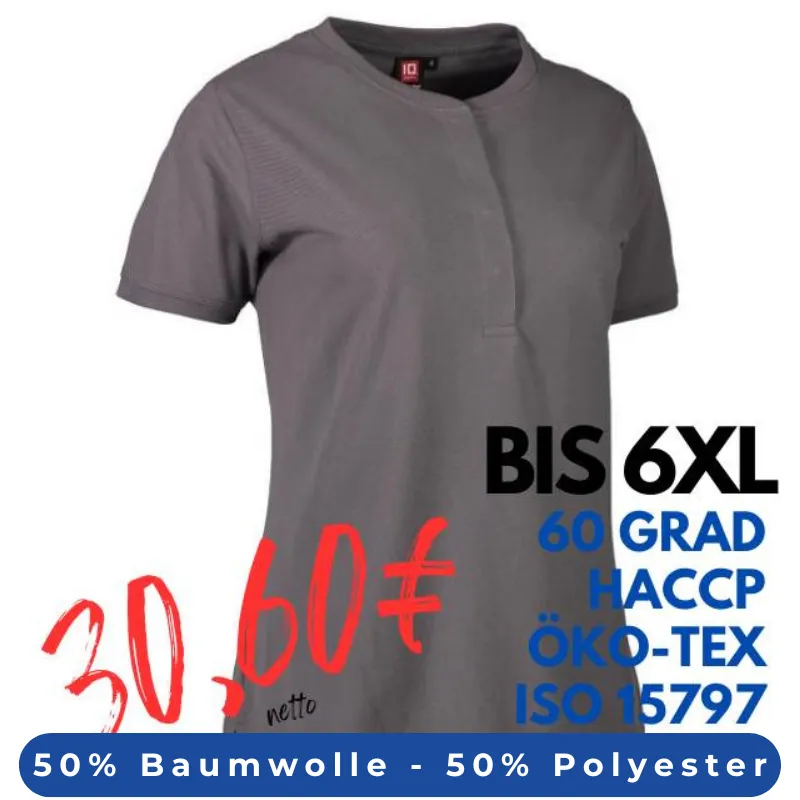 ARBEITS-POLO-SHIRT DAMEN |PRO Wear CARE 375 von ID / Farbe: grau / 50% BAUMWOLLE 50% POLYESTER | MEIN-KASACK.de - KASACK - KASACKS