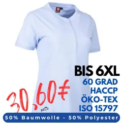 ARBEITS-POLO-SHIRT DAMEN |PRO Wear CARE 375 von ID / Farbe: hellblau / 50% BAUMWOLLE 50% POLYESTER