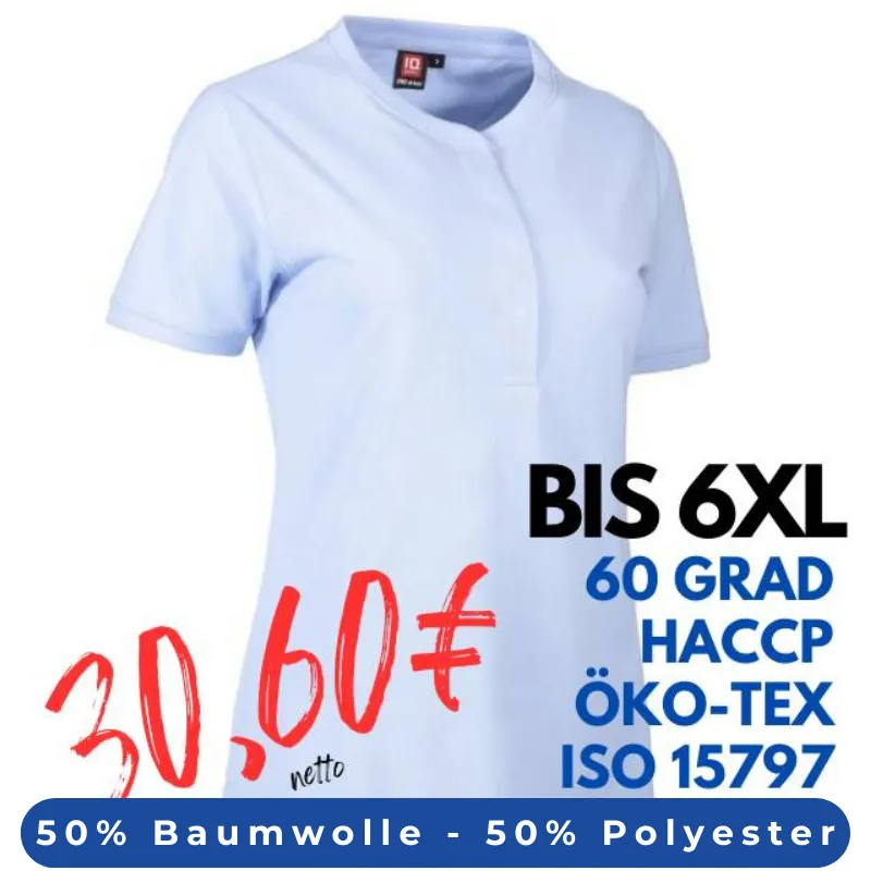 ARBEITS-POLO-SHIRT DAMEN |PRO Wear CARE 375 von ID / Farbe: hellblau / 50% BAUMWOLLE 50% POLYESTER | MEIN-KASACK.de - KASACK - KASACKS