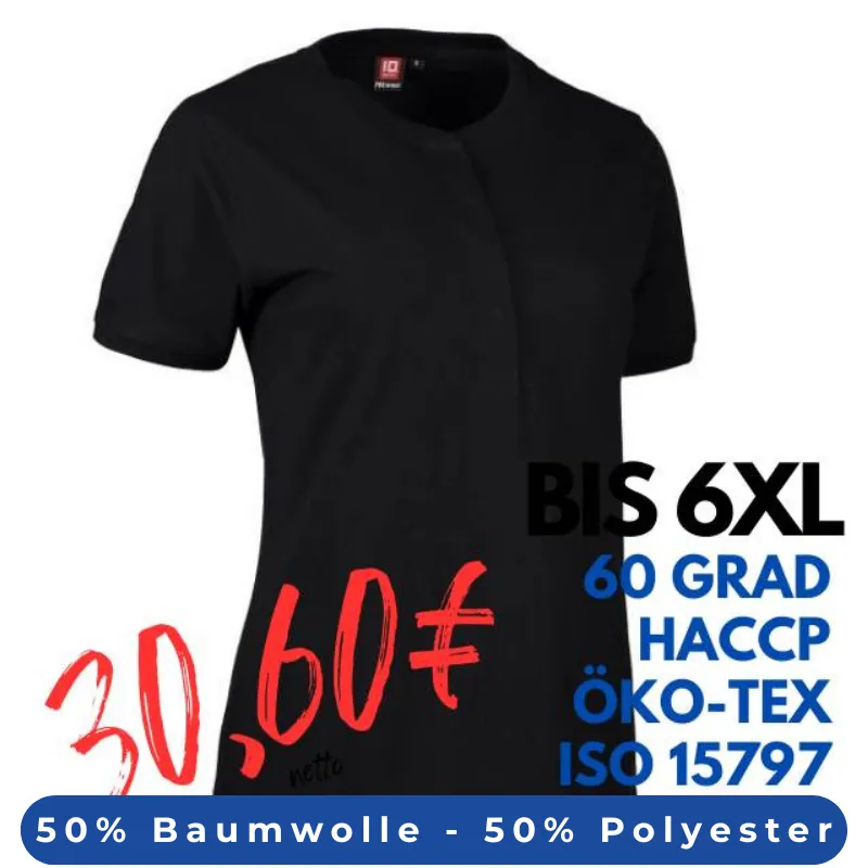 ARBEITS-POLO-SHIRT DAMEN |PRO Wear CARE 375 von ID / Farbe: schwarz / 50% BAUMWOLLE 50% POLYESTER | MEIN-KASACK.de - KASACK - KASACKS