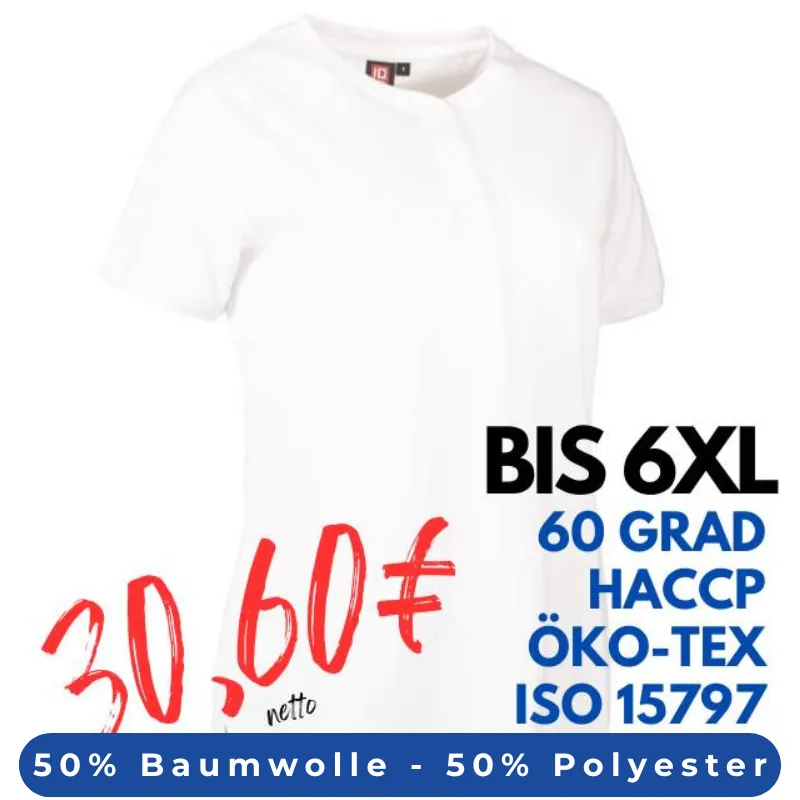 ARBEITS-POLO-SHIRT DAMEN |PRO Wear CARE 375 von ID / Farbe: weiß / 50% BAUMWOLLE 50% POLYESTER | MEIN-KASACK.de - KASACK - KASACKS