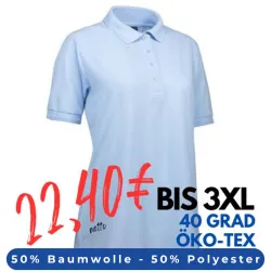 ARBEITS-POLO-SHIRT DAMEN| 521 von ID / Farbe: hellblau / 50% BAUMWOLLE 50% POLYESTER